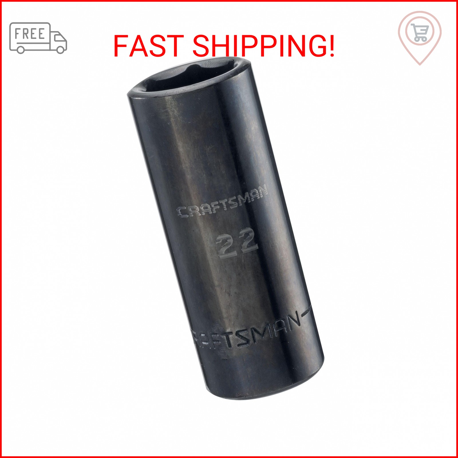 CRAFTSMAN Deep Impact Socket, Metric, 1/2-Inch Drive, 22mm (CMMT16085)