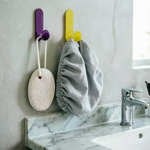 6pcs Adhesive J Hooks Multi-neon Colors, Utility Wall Hooks for Wall