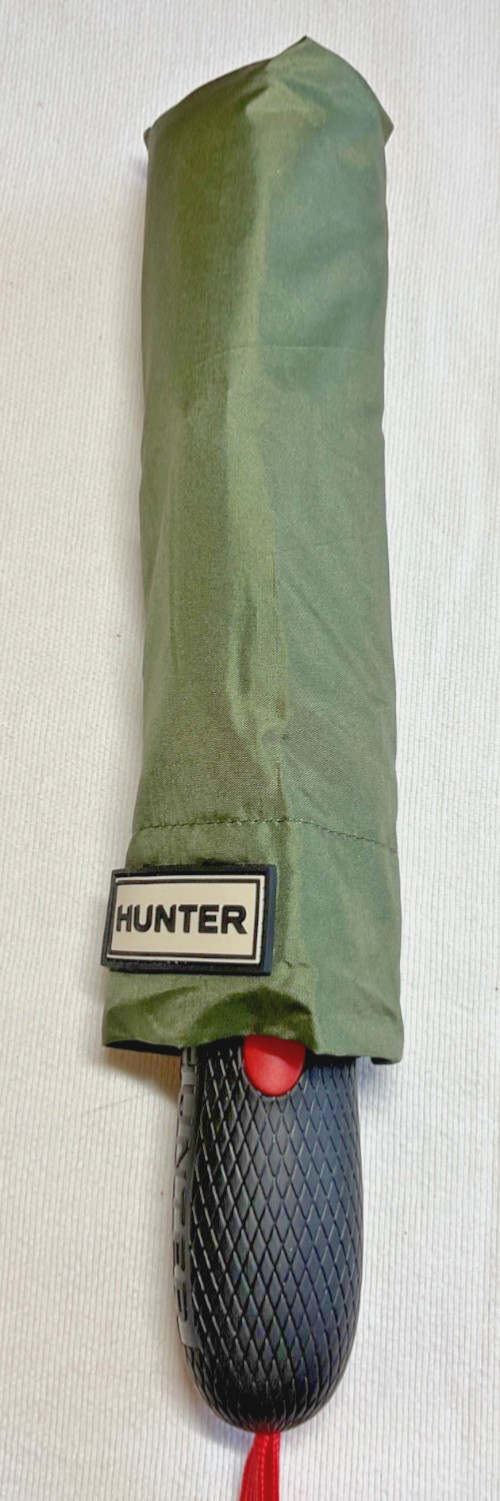 HUNTER UMBRELLA GREEN RED STRIPES WITH COVER 100% POLYESTER NWT