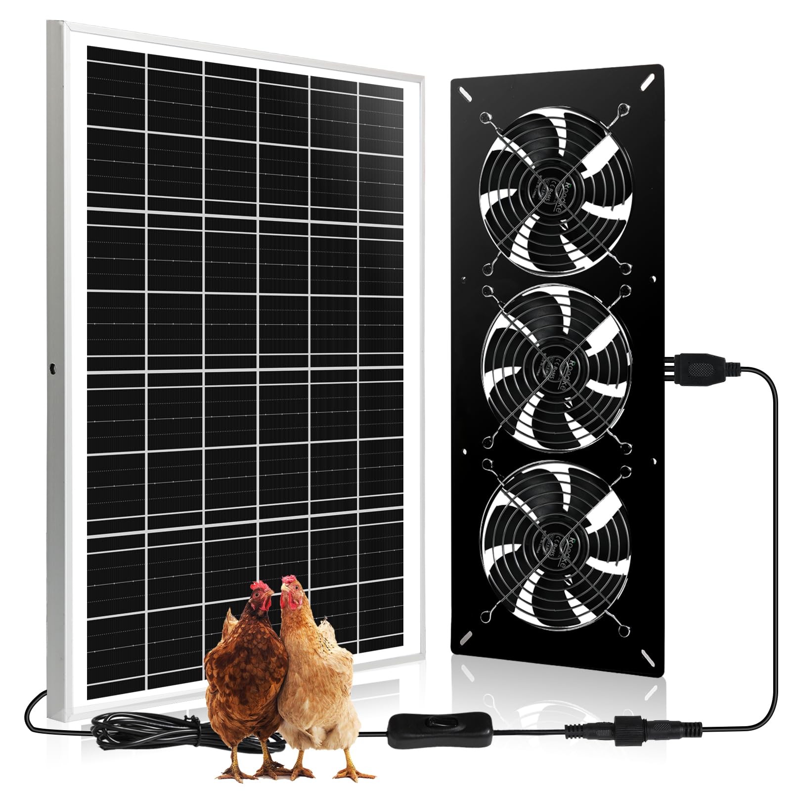 Roodike Solar Powered 3 Fan Kit, 25W High Velocity Waterproofed Solar Exhaust...