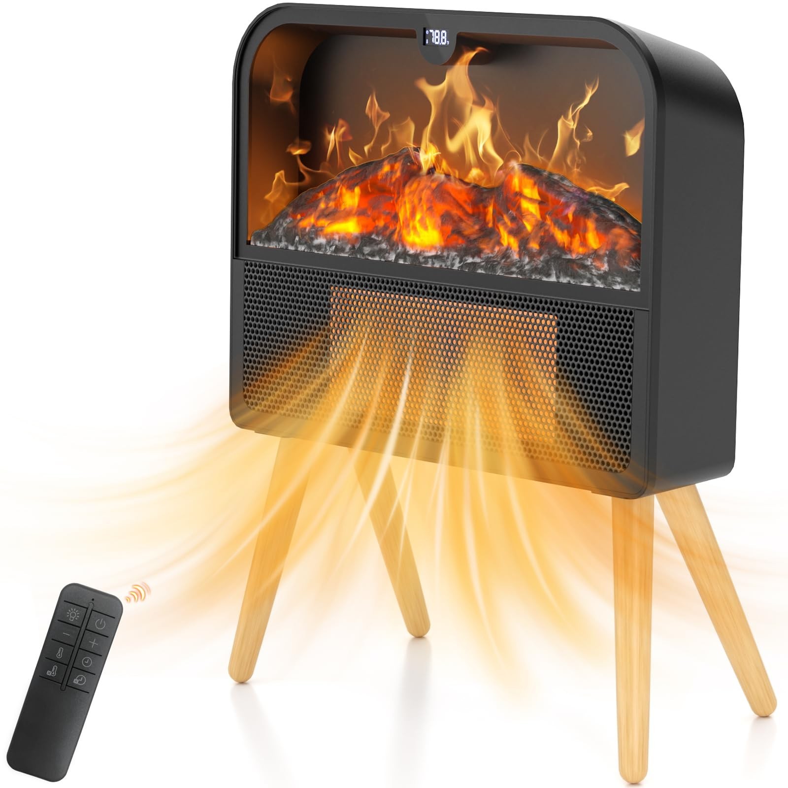 Electric Fireplace Heater, Ultra-Thin Electric Fireplace Stove with Realistic...