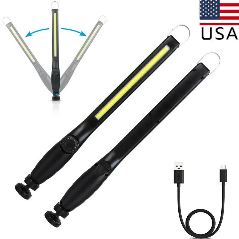 2PCS Ultra Thin COB LED Work Light Mechanic Flashlight Magnetic Base+USB Cable