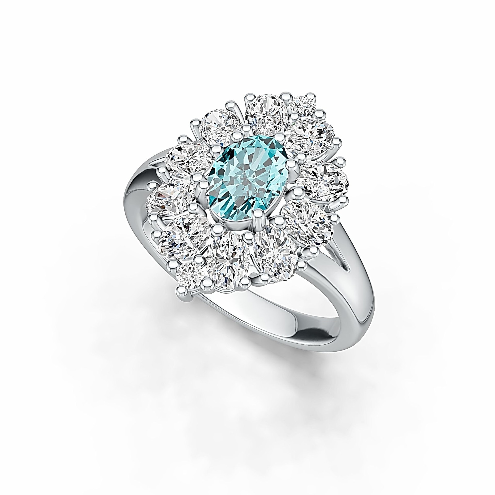 Sterling Silver Semi Mount Ring Setting Oval OV 7X5mm with White Topaz