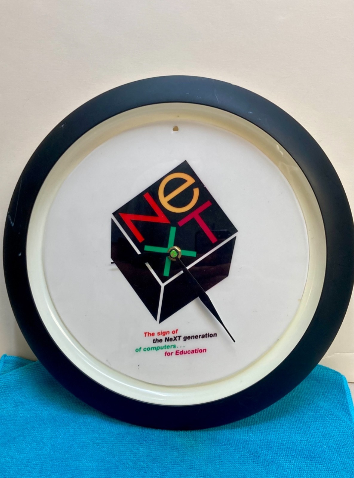 Vintage NeXT Computer Inc 13" Office Wall Clock Plastic & Glass Steve Jobs 1990s