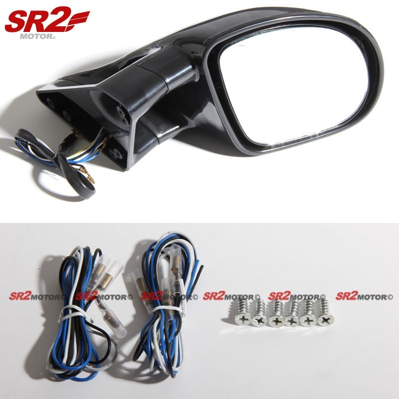 For 1999-2003 Mazda Protege LED Arrow M-3 Power Adjust Black Side Mirror RH LH