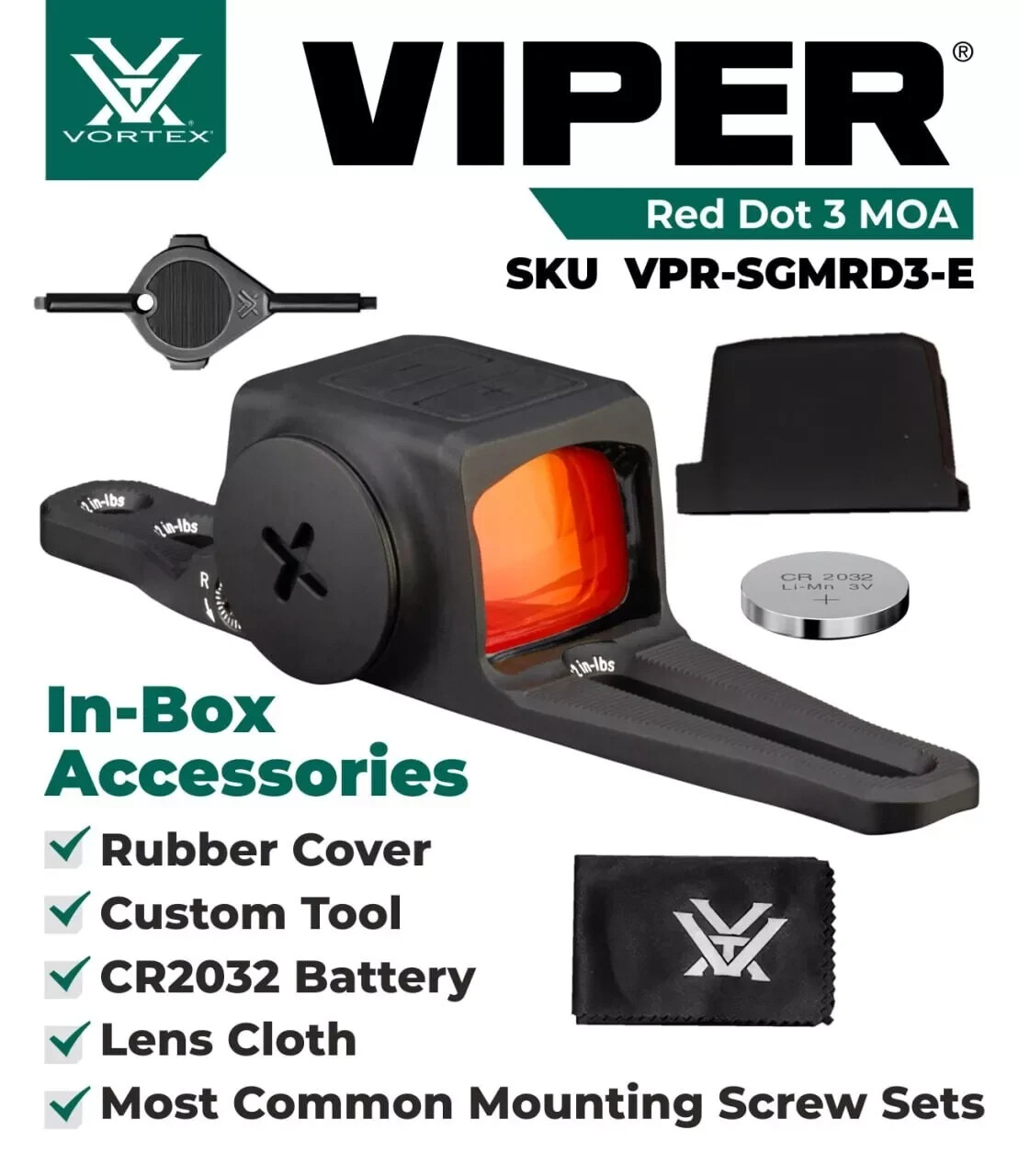 Vortex Optics Viper SG Enclosed Micro Red Dot Sights - 3 MOA Red Dot