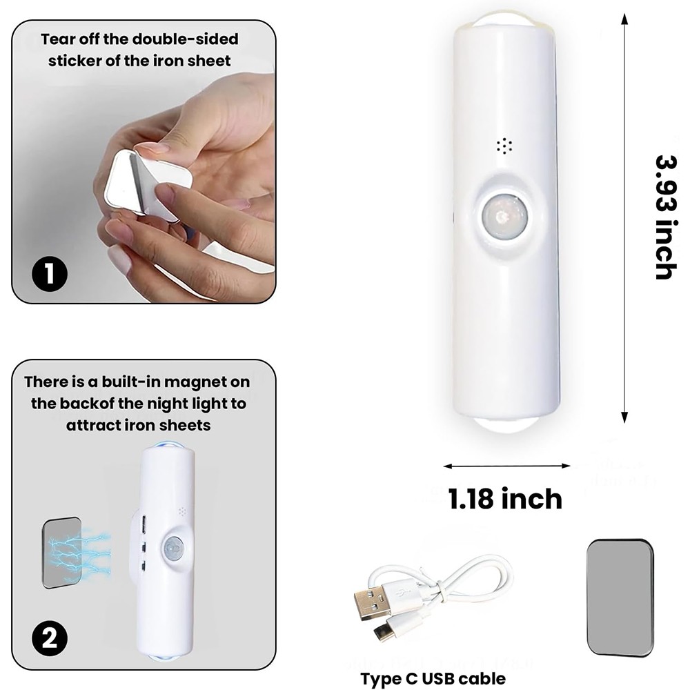 4-Pack Motion Sensor LED Night Light, Rechargeable Magnetic Wall Lamp, 7 Colors