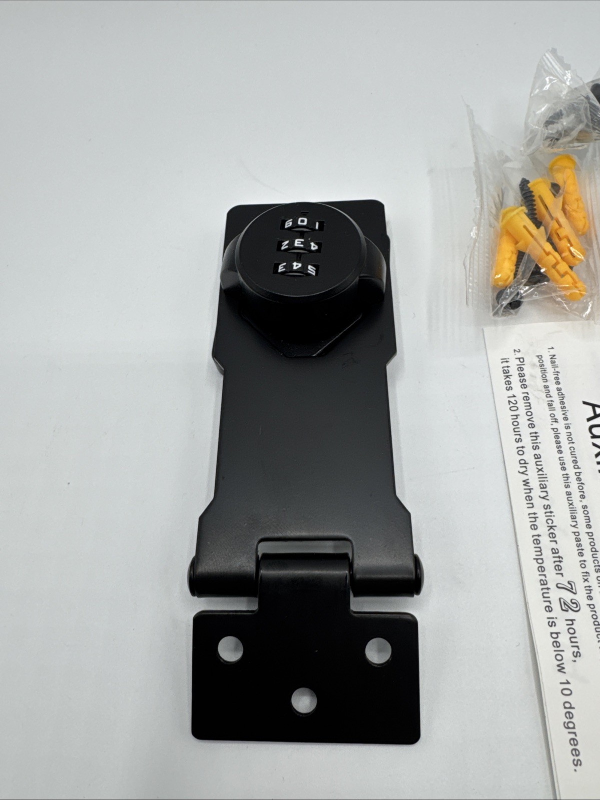 Mechanical Password Rotary Hasp Locks, Door Slide Latch Lock Black