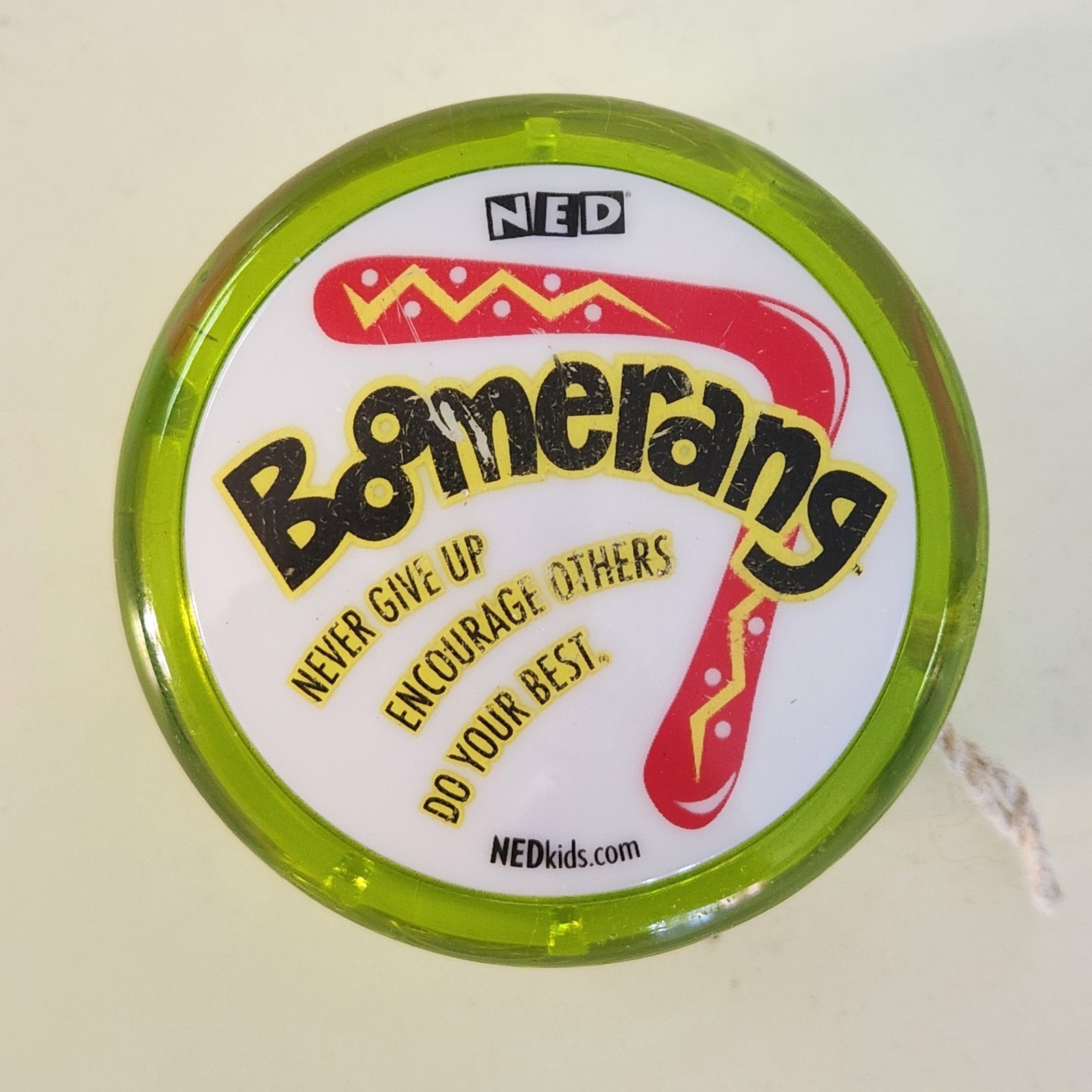 Vintage The Ned Show Boomerang Yo Yo Clear Neon Yellow Tricks Fun 1970s 1980s