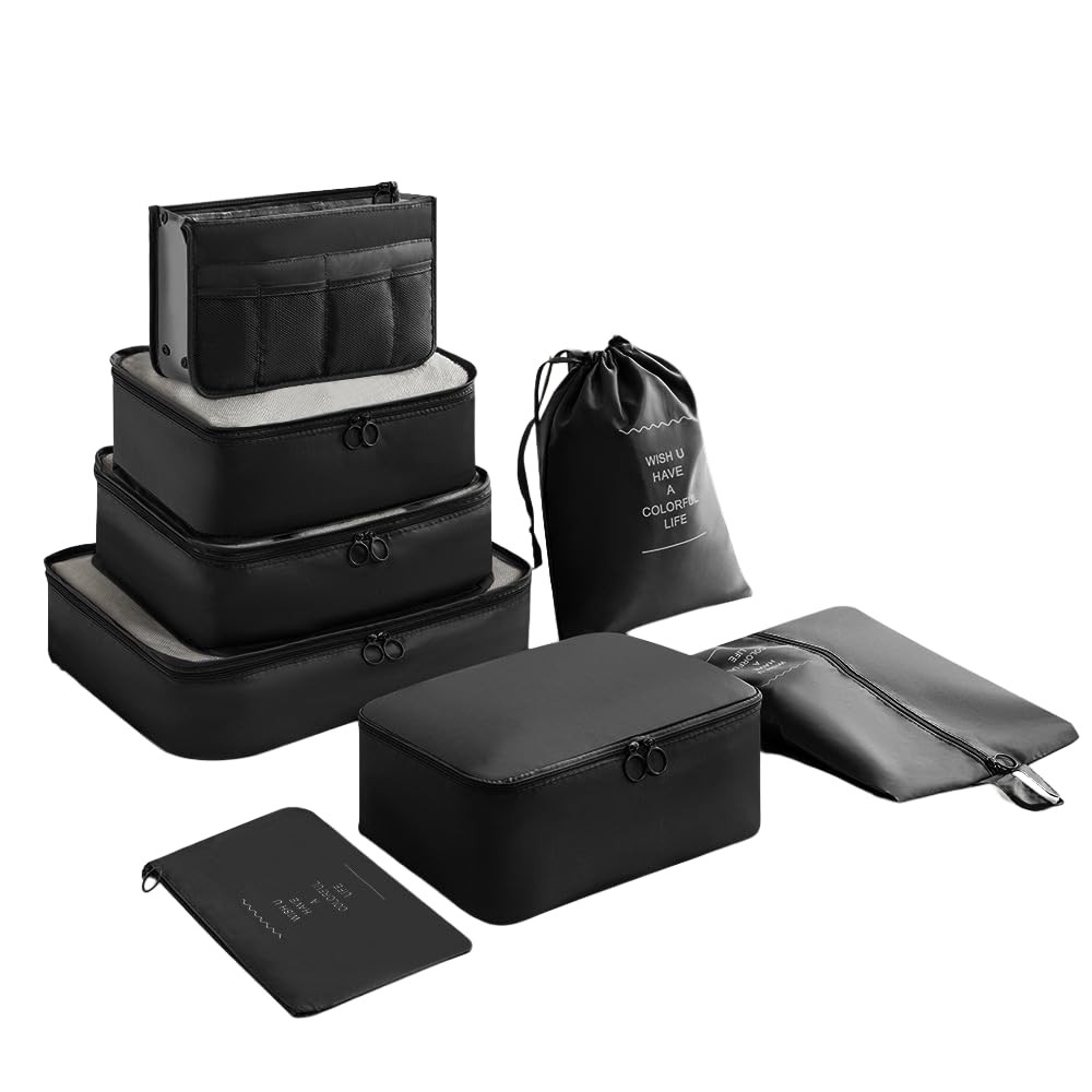 Packing Cubes for Travel - 8 PCS Compression Packing Organizers Set, Water-Re...