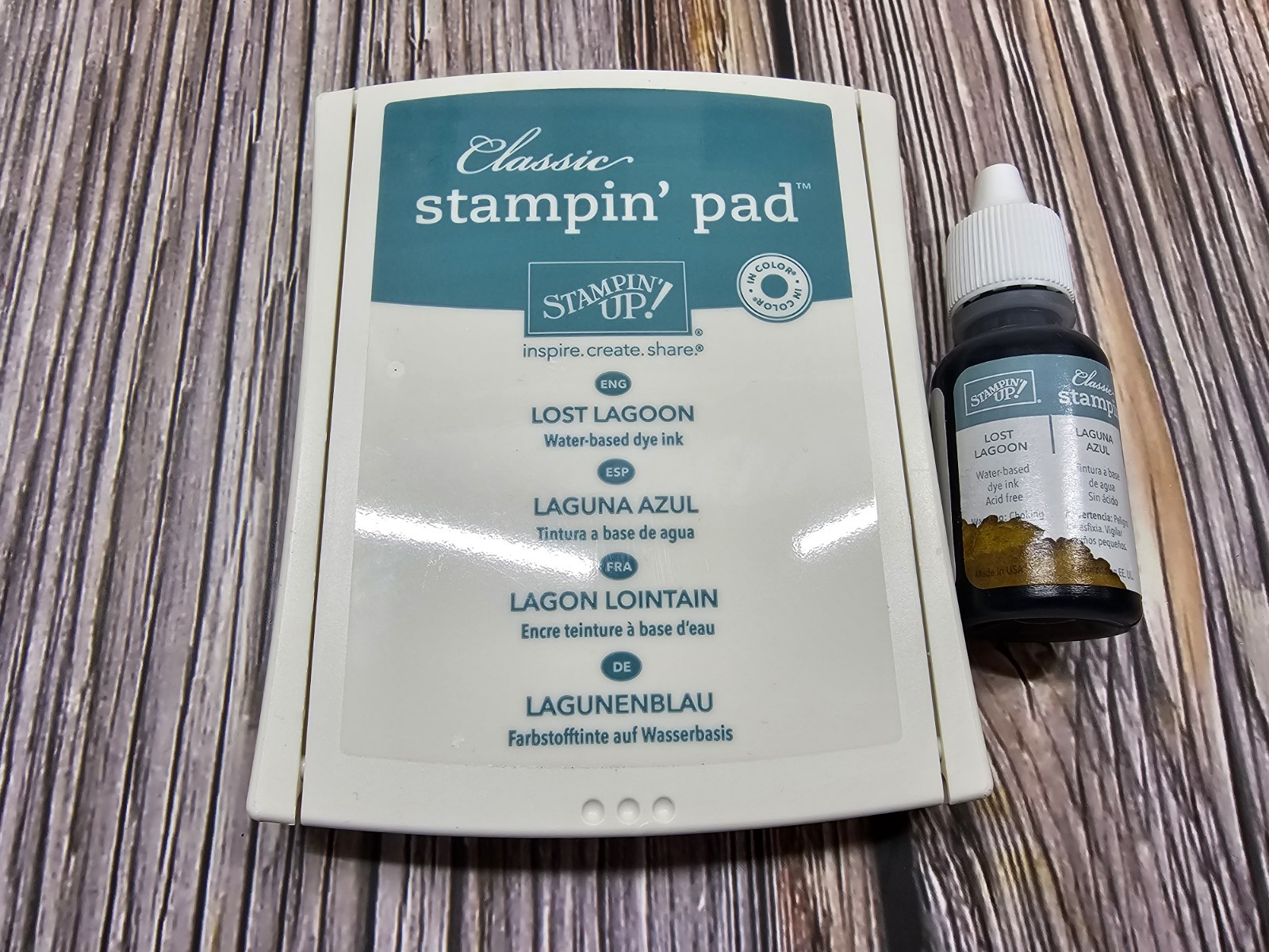 STAMPIN' UP! LOST LAGOON Classic Ink pad & FULL REFILL Old Style FOAM