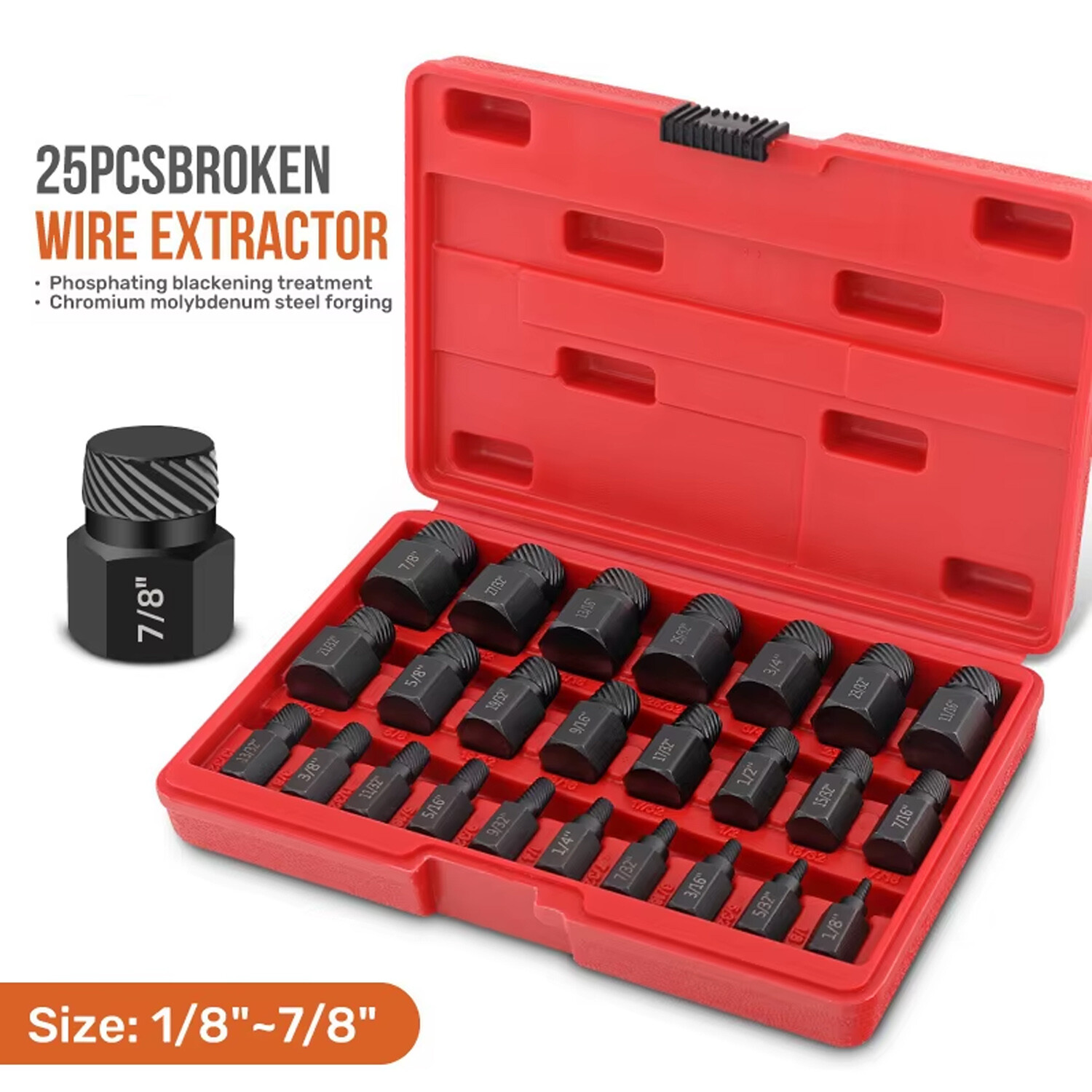 25Pcs Screw Extractor Set Hex Head Multi-Spline Easy Out Bolt Extractor Set NEW