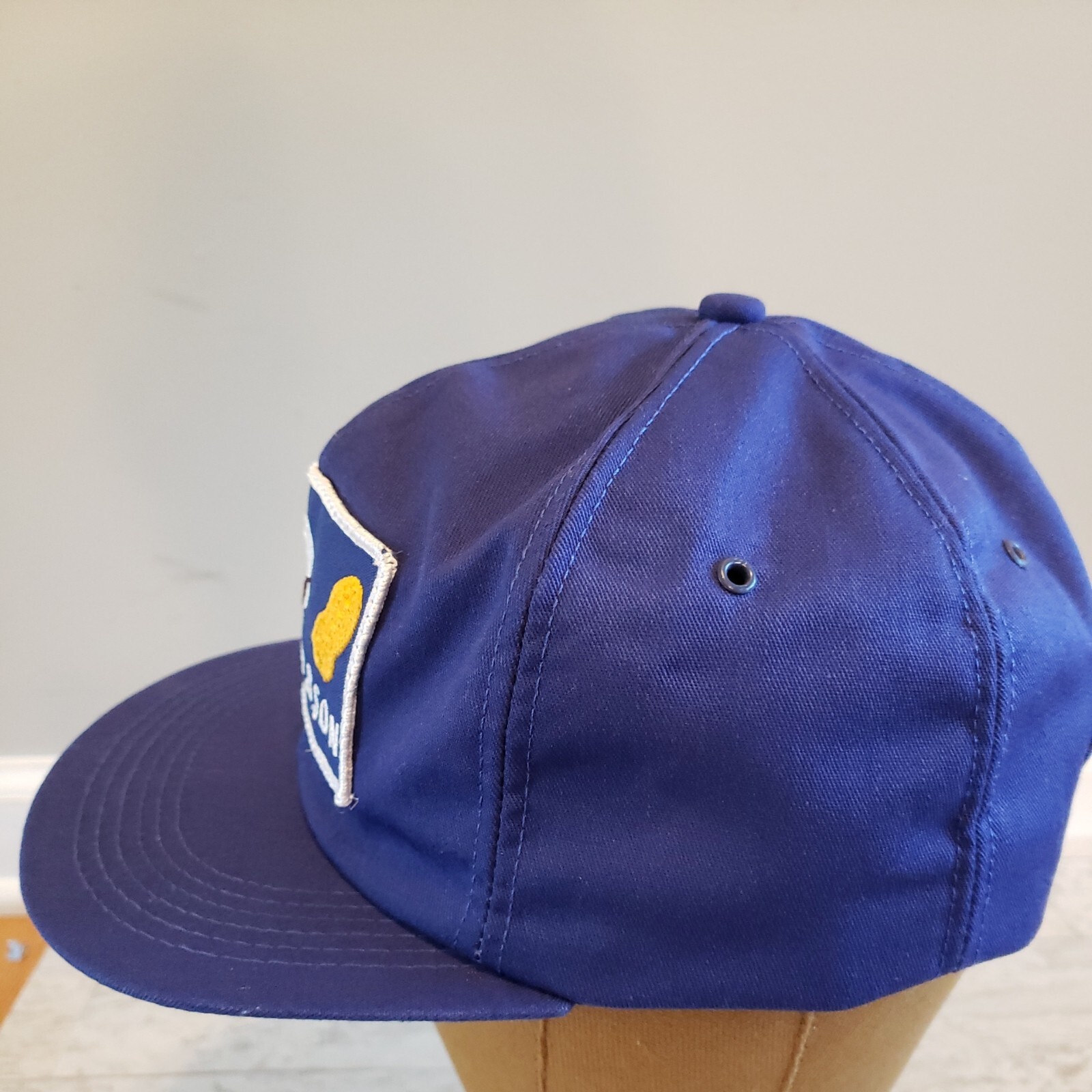 Vintage C.A. Perry & Sons Hat Cap Blue Snapback Patch - K Products Made in USA