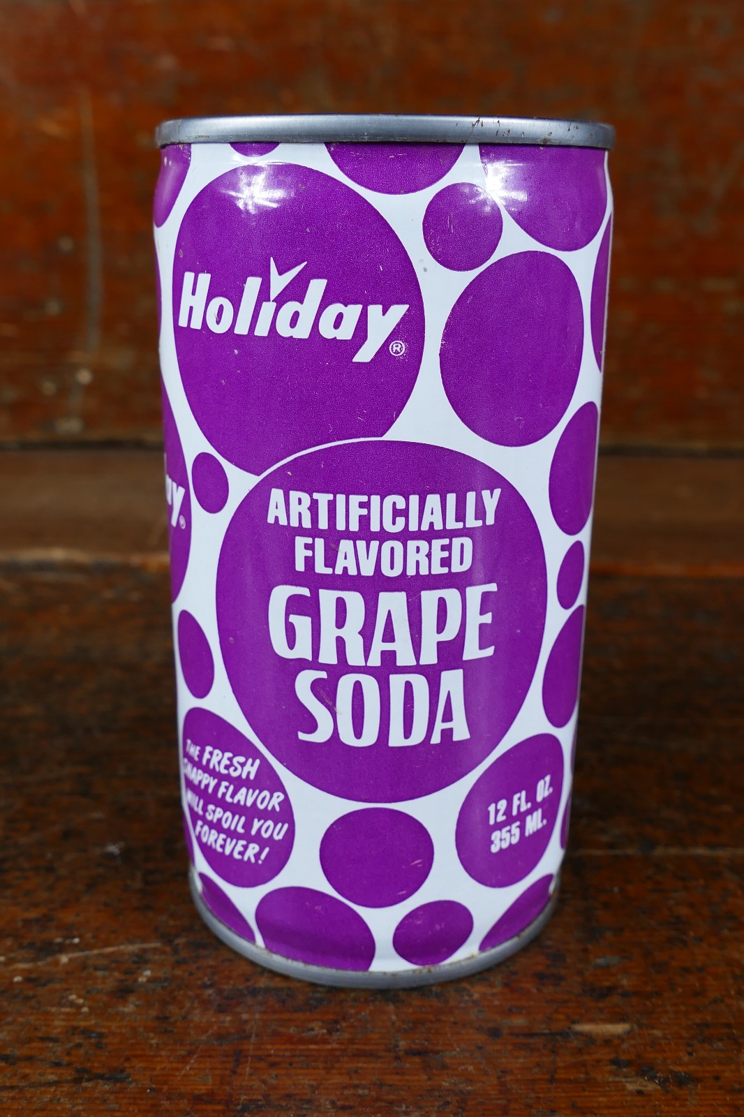 Vintage 1970s Holiday Grape Soda Bloomington, MN 12oz Steel Soda Pop Can