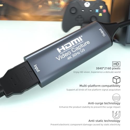 4K 30FPS HDMI Video Capture Card USB 30 with TypeC for Windows Mac Gaming Live