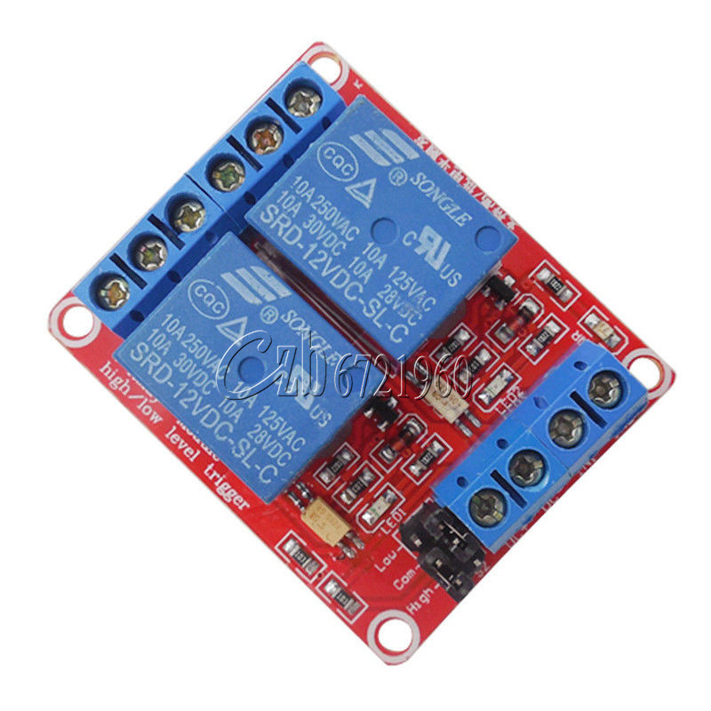 12V 2 Channel Relay Module With Optocoupler Support High Low Level Trigger