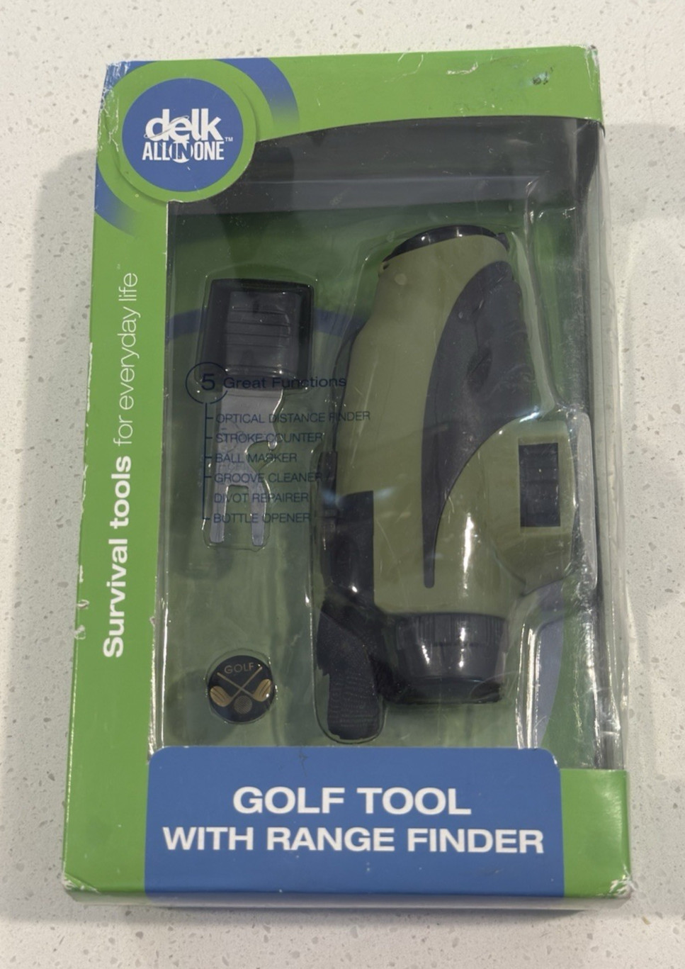 BRAND NEW IN BOX Delk All-In-One Golf Tool With Range Finder 5 Great Functions