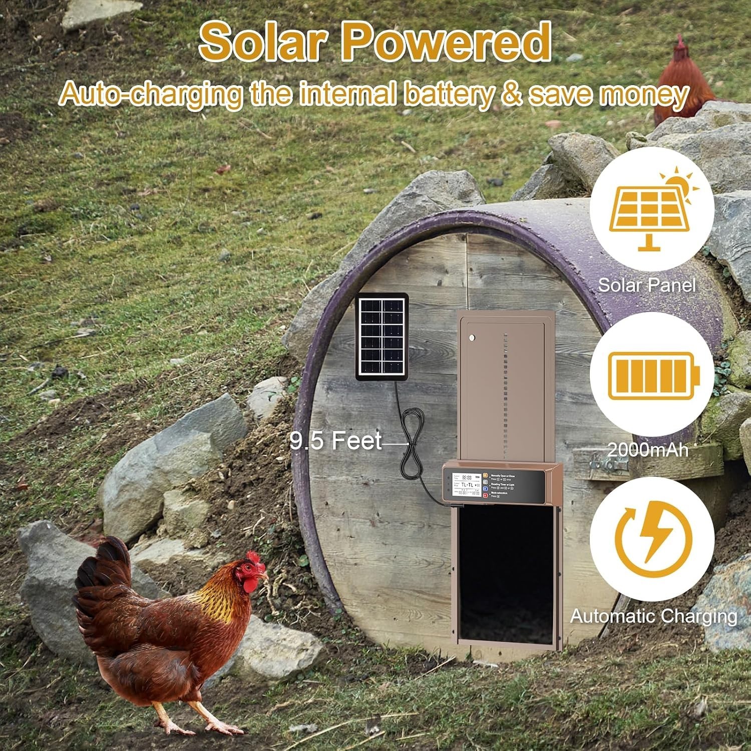 Solar-Powered Automatic Chicken Coop Door with Timer