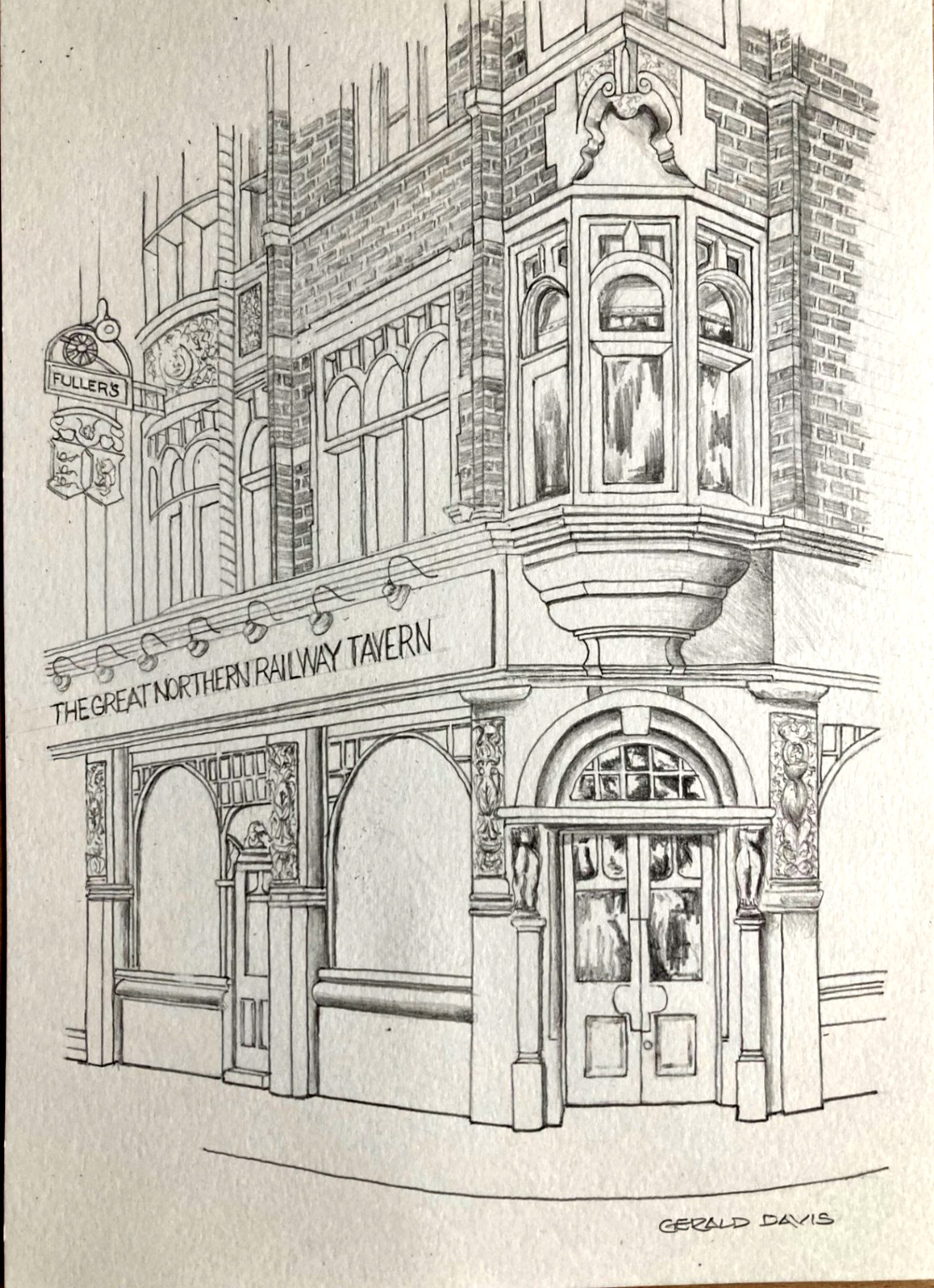 Drawings of London Pubs - Hand drawn using pencil