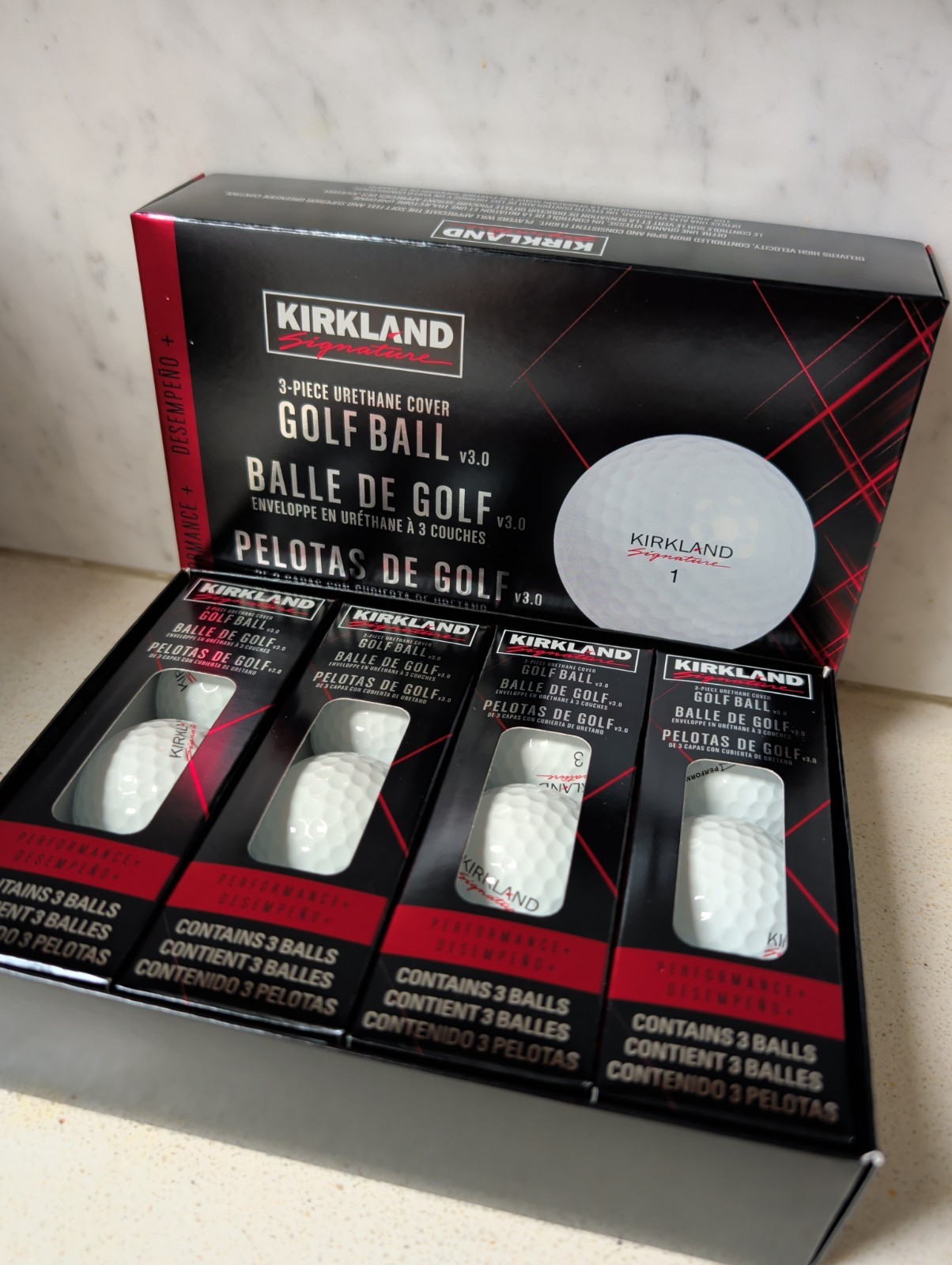 NEW Kirkland Signature 3-Piece Urethane Golf Balls v3.0 | 12-PACK | Performance+