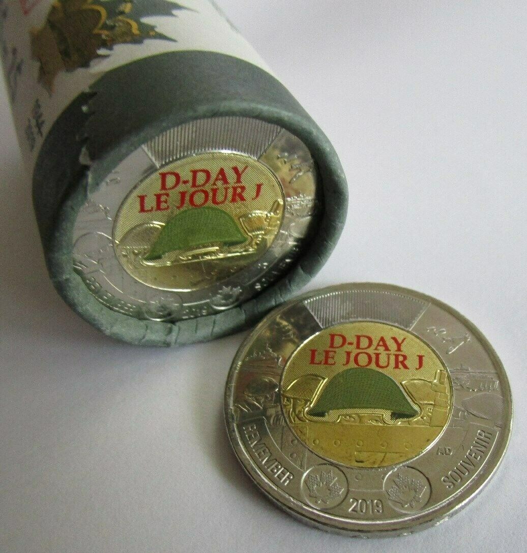 Remember D-Day 1944-2019 Le Jour J Canada Two Dollar Toonie Coin $2 COLOURED