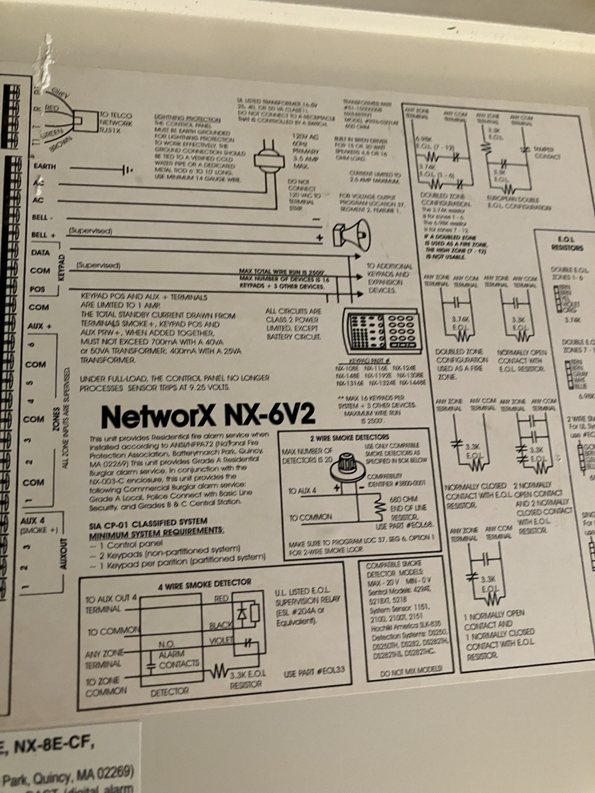 GE NetworX NX-6V2 Security Alarm System Cabinet with Board & Control Panel