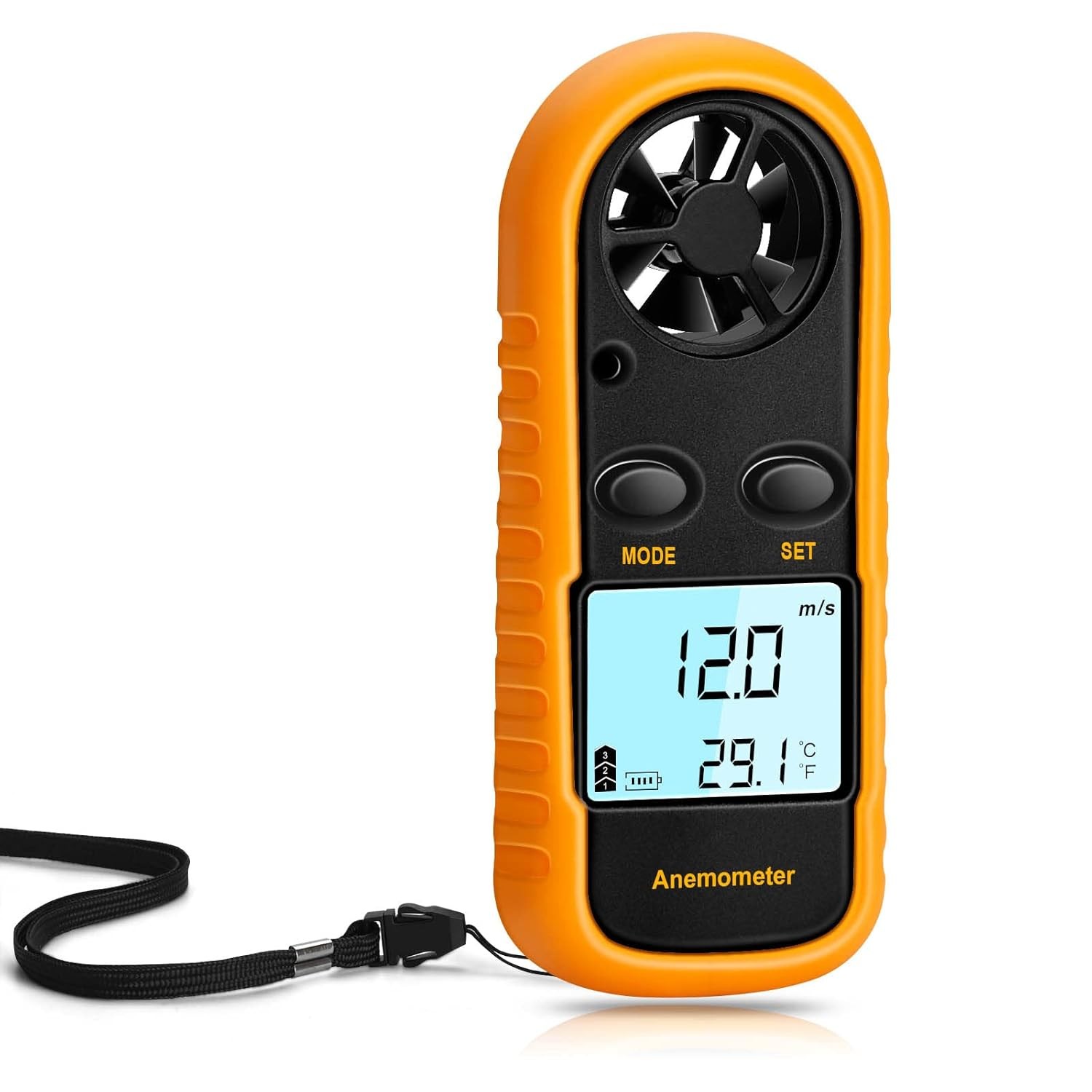 Handheld Digital Anemometer, Wind Speed & Temperature Meter LCD