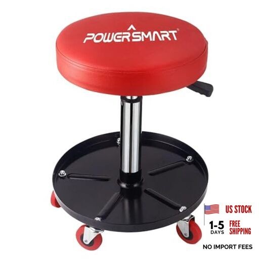 360° Rolling Mechanic Stool with Tool Tray, Adjustable 18-23 Inches, 330 lbs