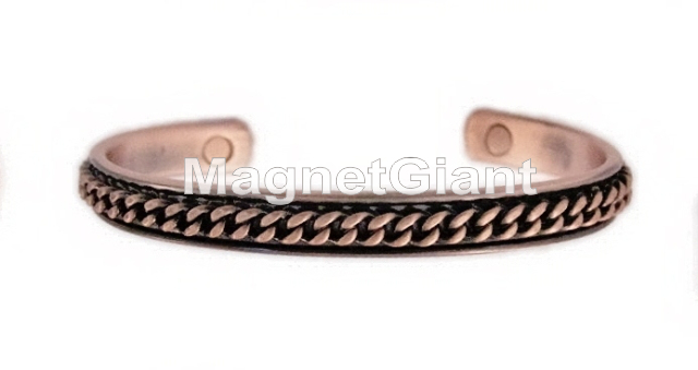Braided - Solid Copper High Power Magnetic Bangle Bracelet Cuff twisted - BG23C