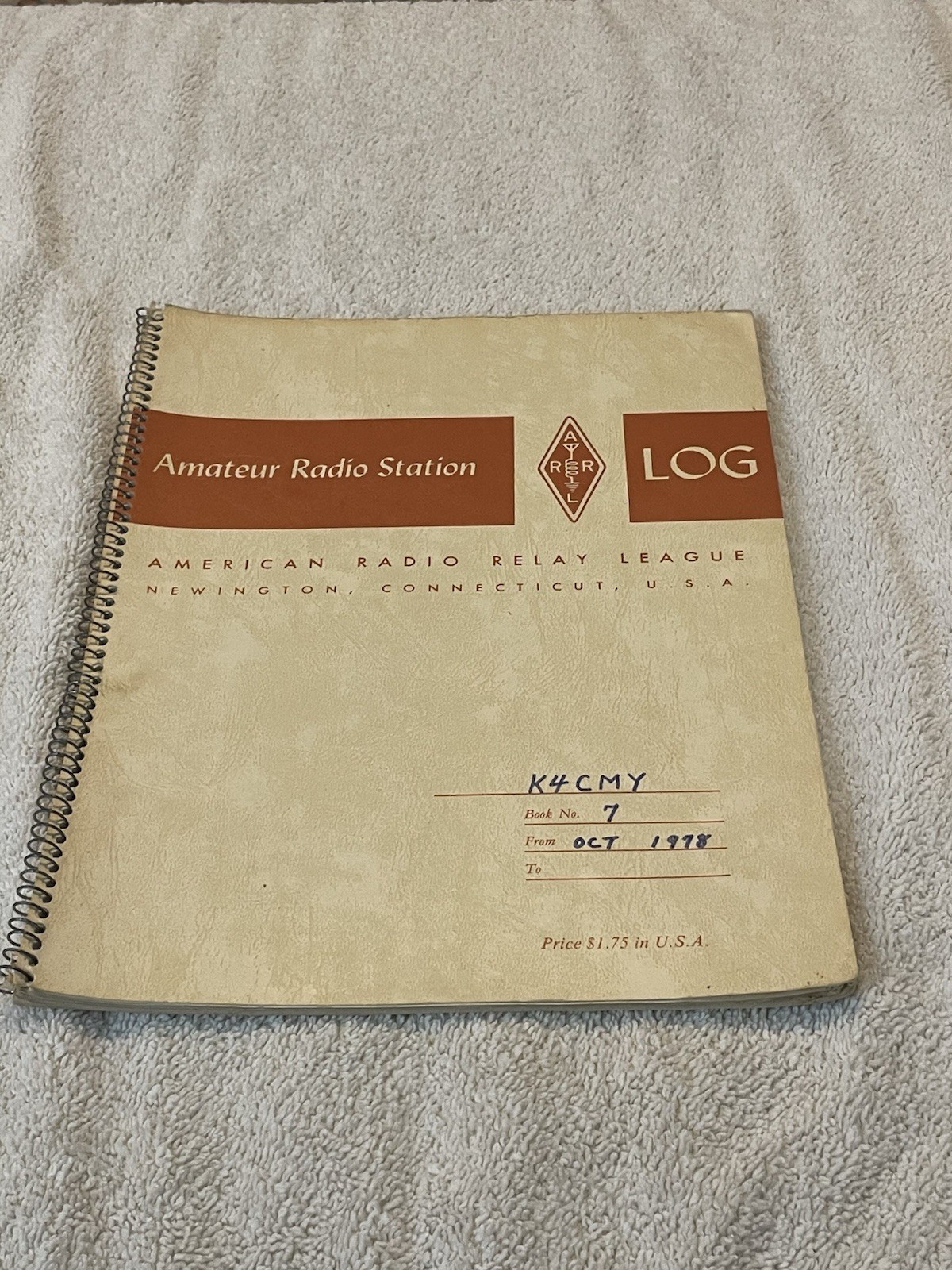 Amateur Radio Station LOG from 1978 with operators notes.  ARRL