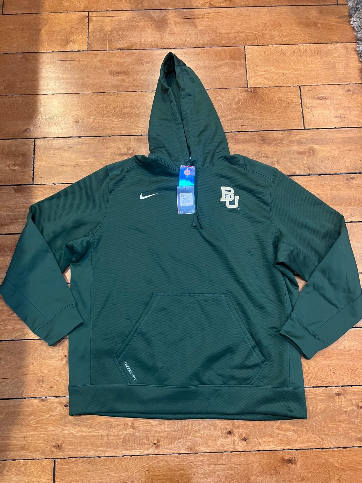 NIKE BAYLOR BEARS FOOTBALL THERMA FIT HOODIE SWEATSHIRT GREEN 3XL NWT $90