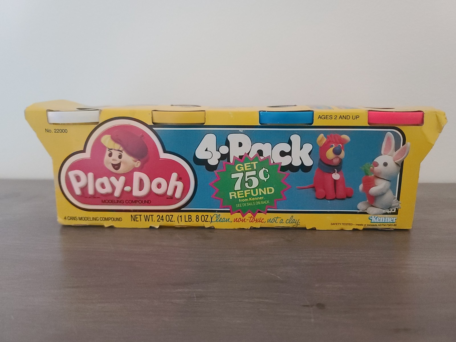 1988 Play-Doh Vintage 4 Pack Kenner RARE, NEW IN BOX - White, Red, Blue, Yellow