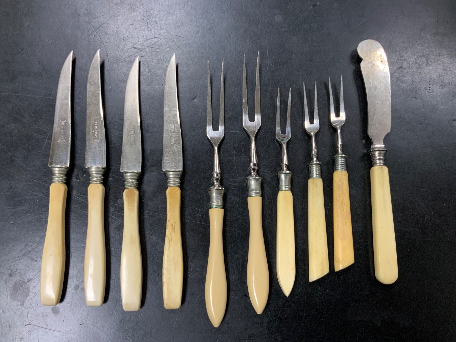 Assorted vintage faux horn handles cutlery-10 pieces