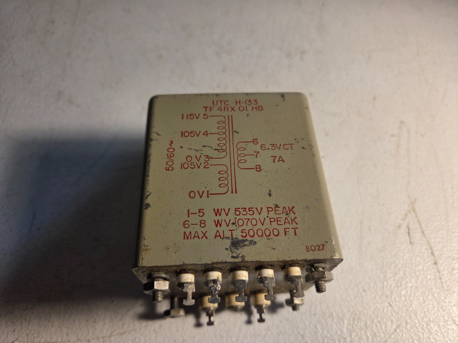 UTC H-133 6.3V CT 7A Filament Power Transformer Military Tube Amp USA Works