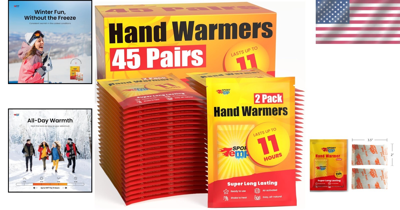 Travel-Friendly Hand Warmers - 11-Hour Air Activated Warmers for Outdoor Fun