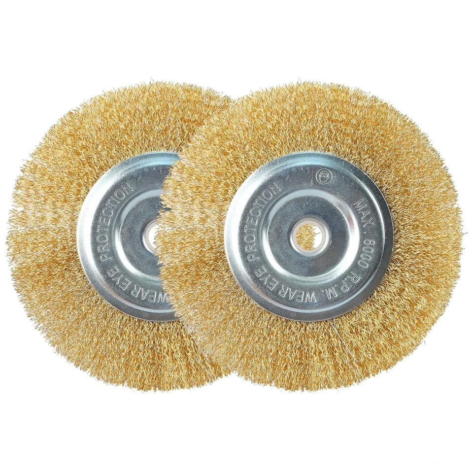 6 Inch Brass Wire Wheel for Bench Grinder with 1/2" and 5/8" Arbor