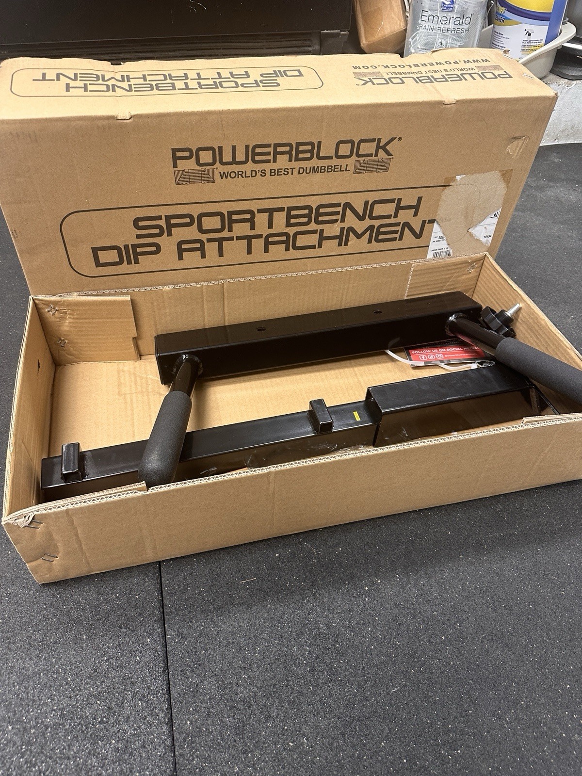 PowerBlock SportBench Dip Attachment Black Steel w/ Foam Handles + Hardware