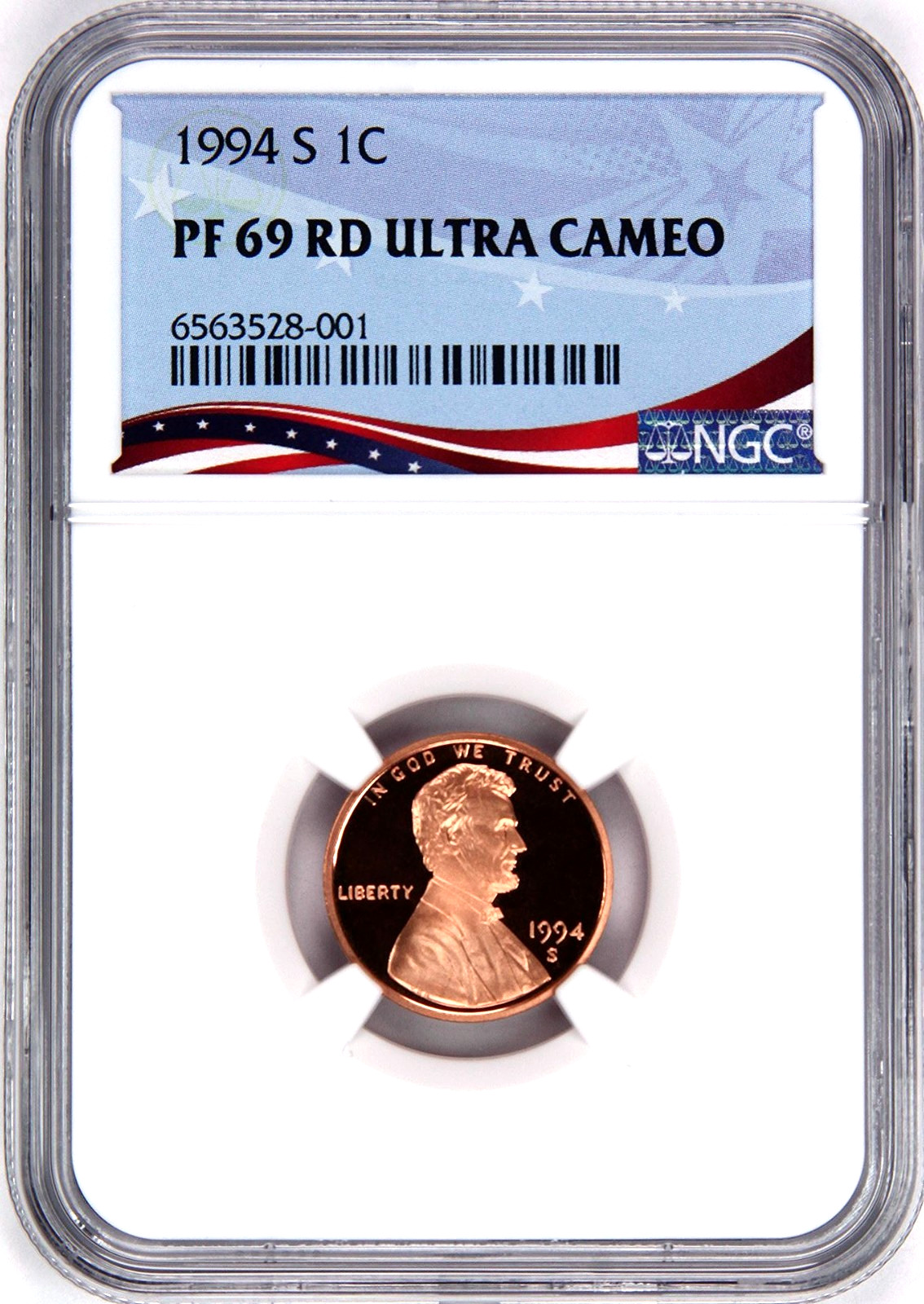 1994-S  Lincoln Cent PF69RD Ultra Cameo graded by NGC