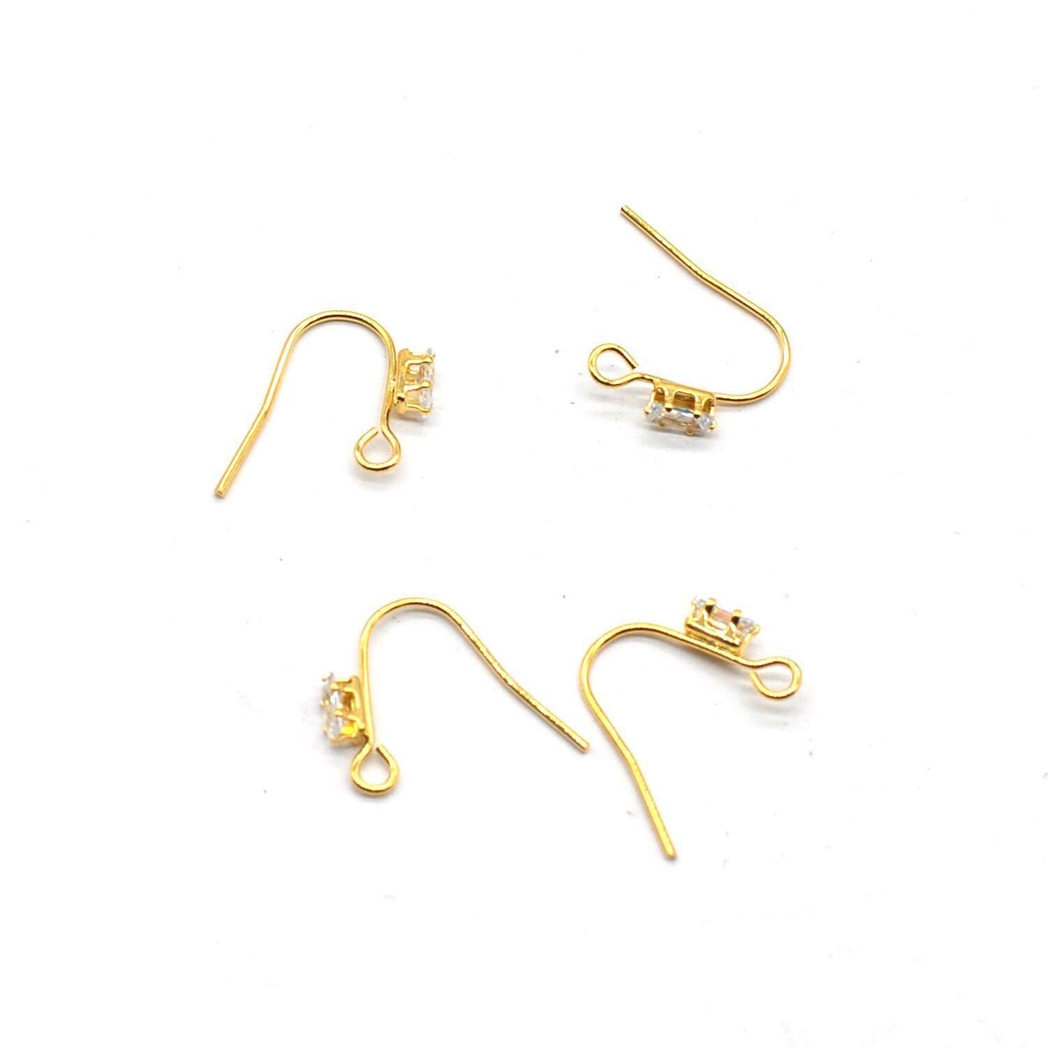 6Pairs 18K Gold Plated Cubic Zirconia Earrings Hook Connector Component GXB502