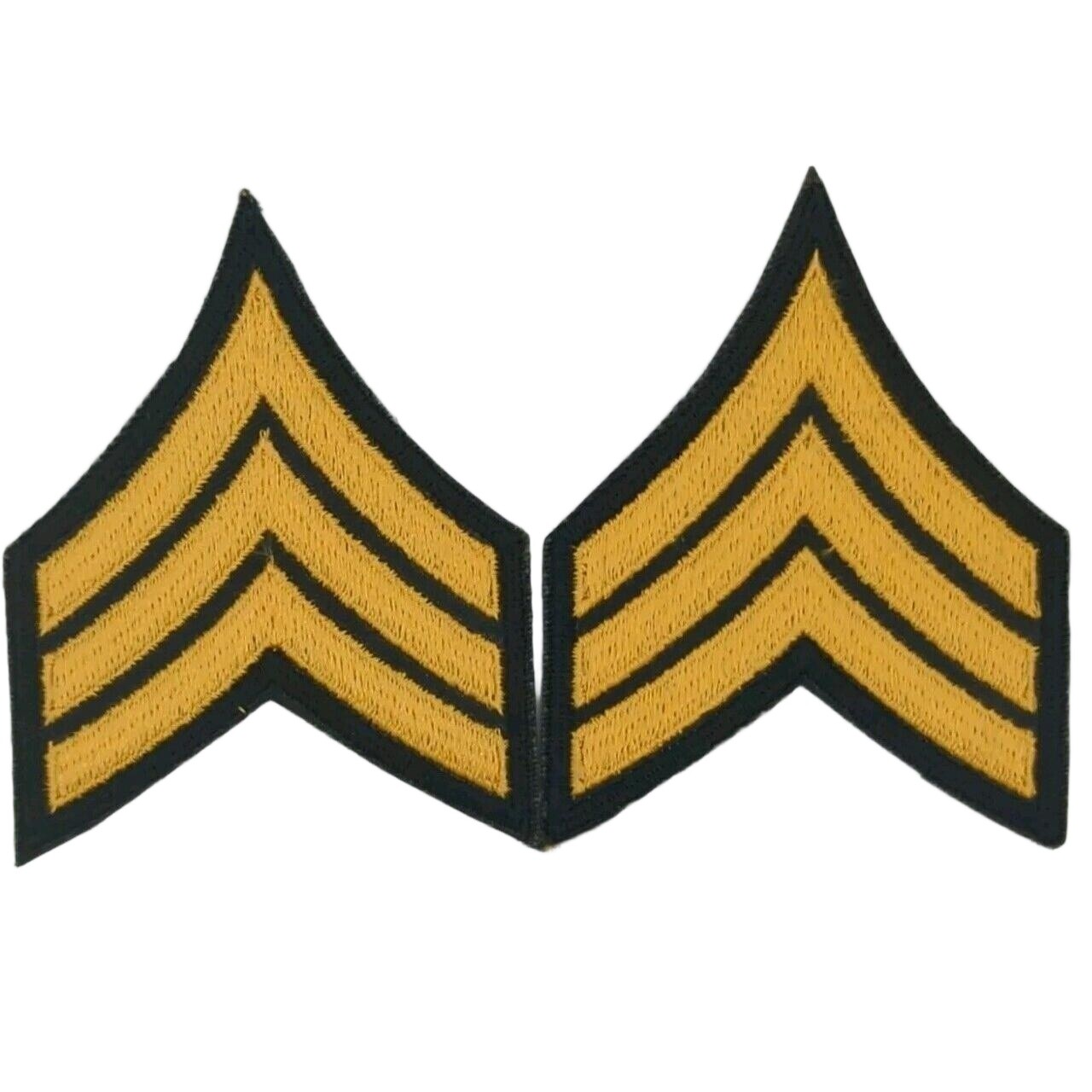 Army Sergeant E-5 Gold GREEN Rank Insignia Chevron Patches