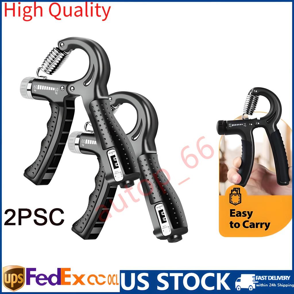 2 Hand Grip Strengthener Power Trainer Gripper Strength Adjustable Gym Exerciser