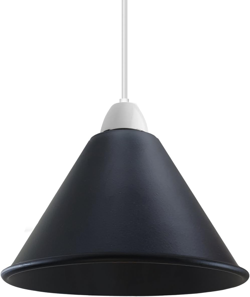 Modern Black Cone Pendant Light Shade Industrial Retro Easy Fit 18cm Ceiling