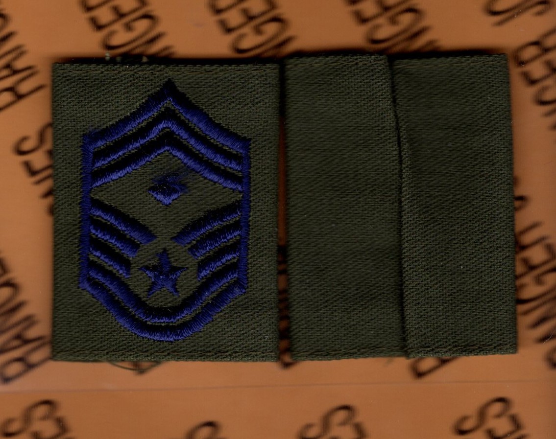 USAF CHIEF MASTER SERGEANT w/ Diamond CMSgt E-9 OD Green Slip on rank patch