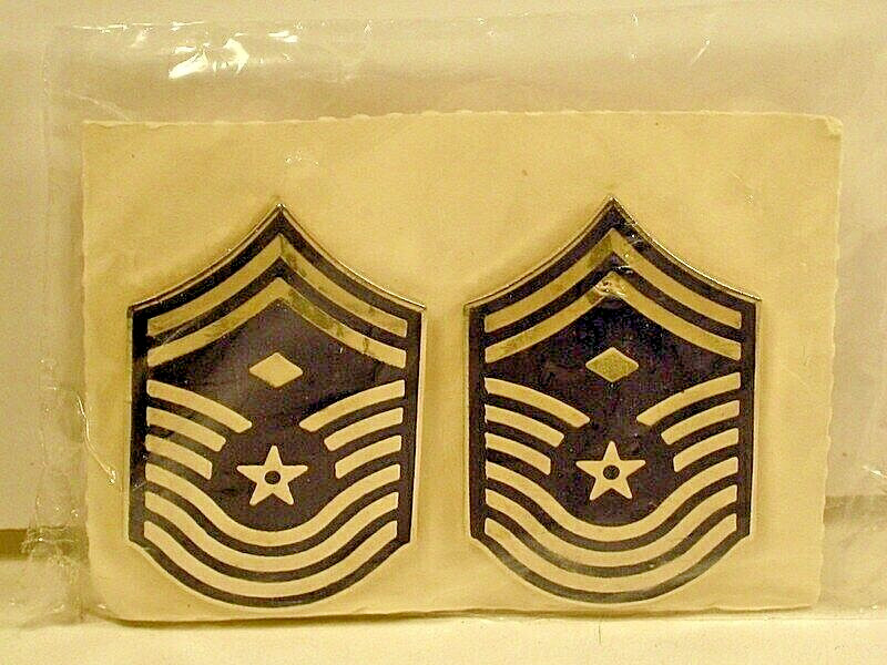 US Air Force Chief Master Sergeant CMSgt First Sergeant Rank Insignia Pin Pair
