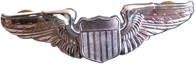 WW2 US Air Force USAF Pilot Wing Insignia Pin -METAL Double clutch pin back