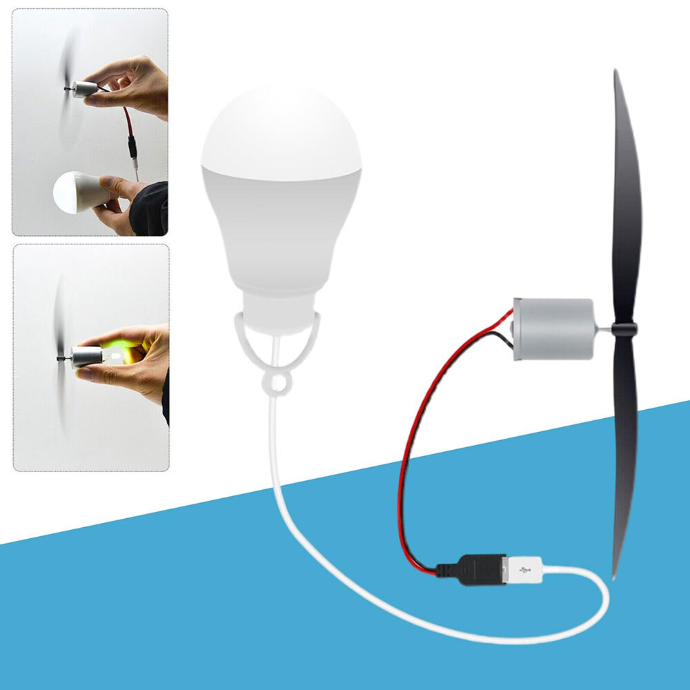 Micro Wind Turbine Motor Blade w/Bulb DIY Kit power Alternative Energy Generator