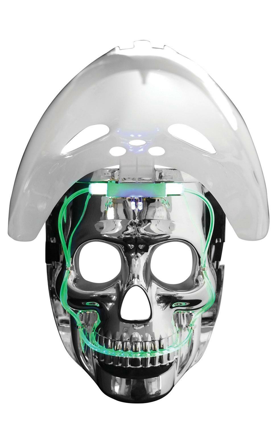 Adult Light Up White Hockey & Skull Mask Halloween Fancy Dress