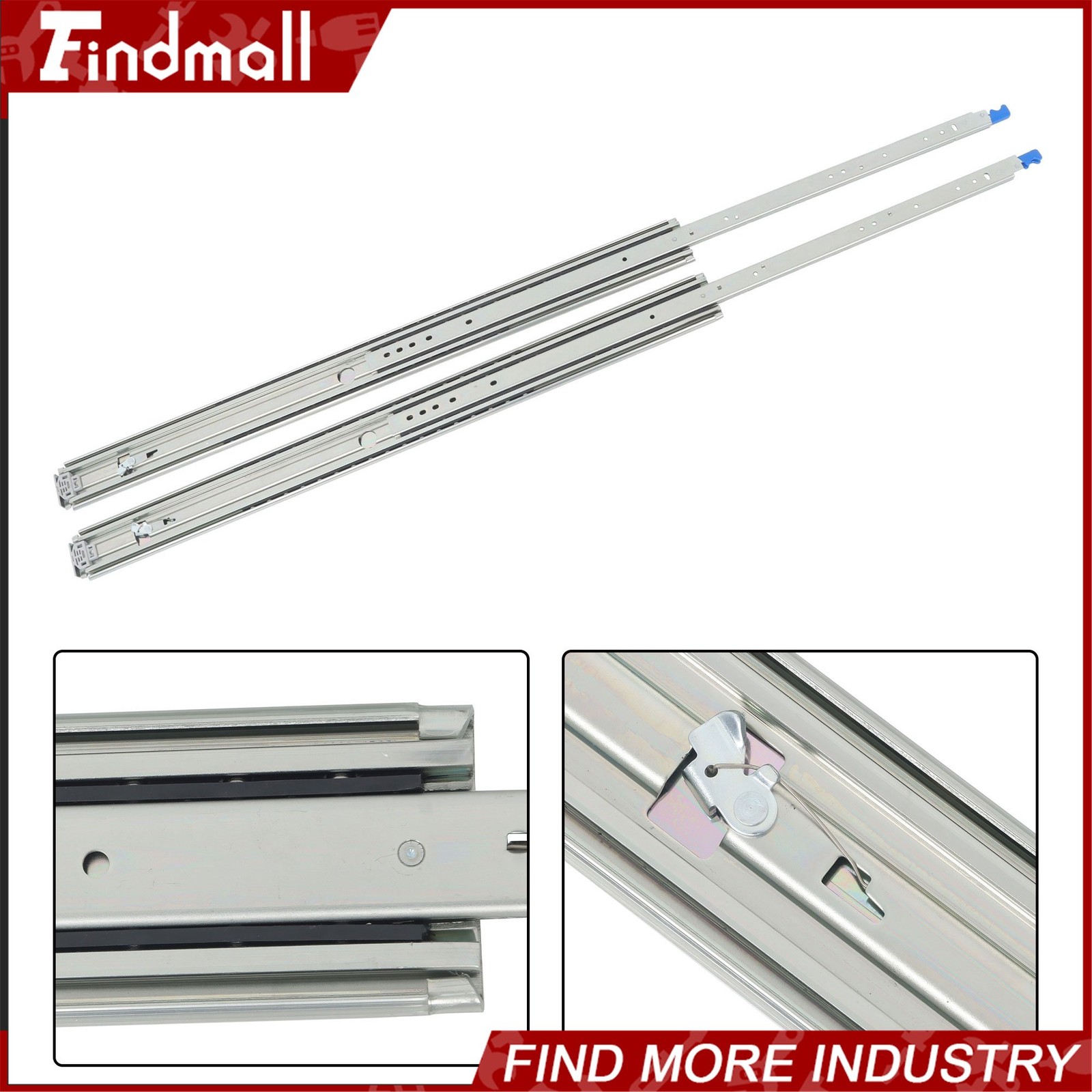 Findmall Heavy Duty 38" Drawer Slides w/Lock 500lb - Full Extension Ball Bearing