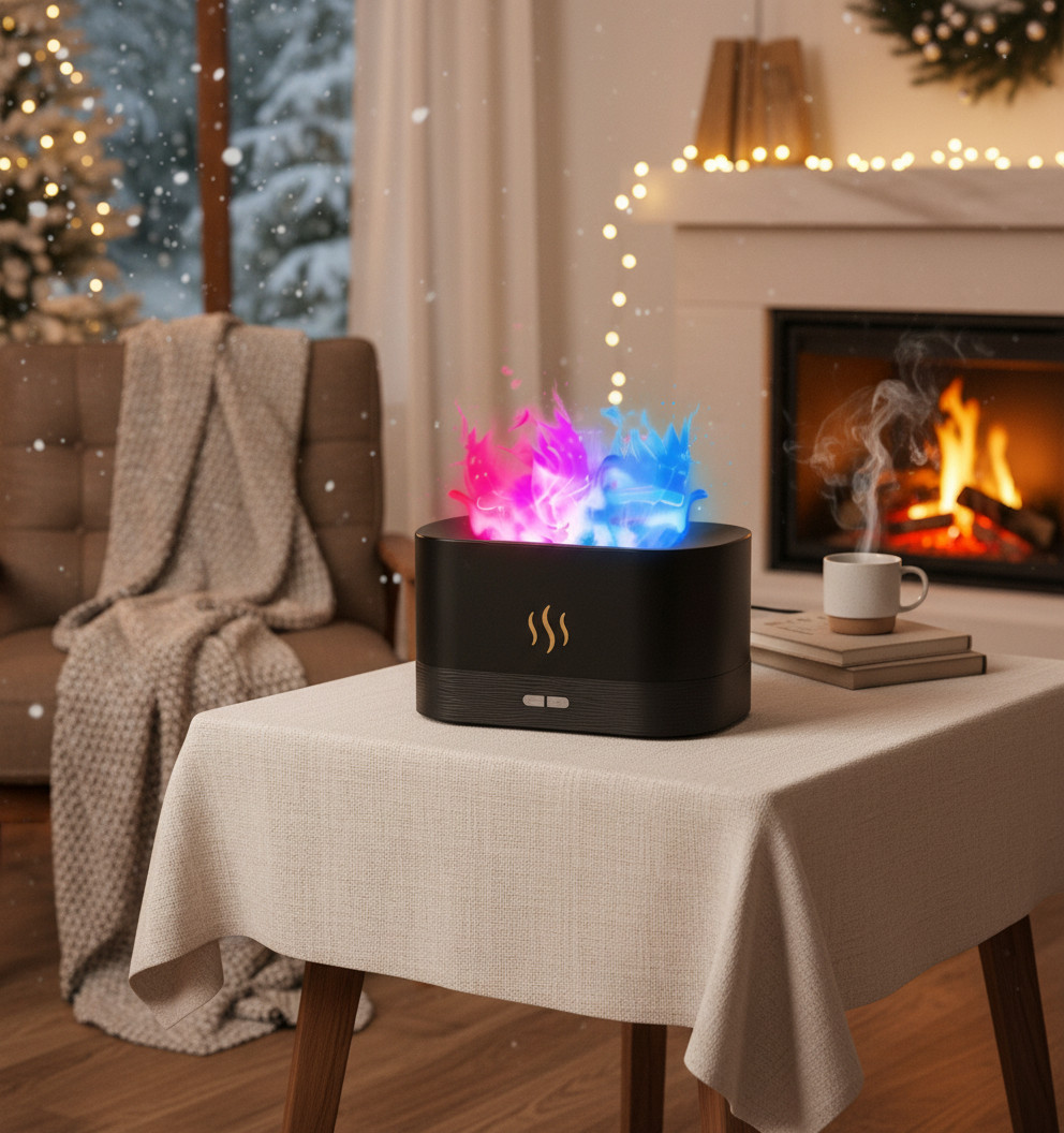 Flame Air Diffuser Air Humidifier, Mini Humidifier Desktop Air Aroma Diffuser