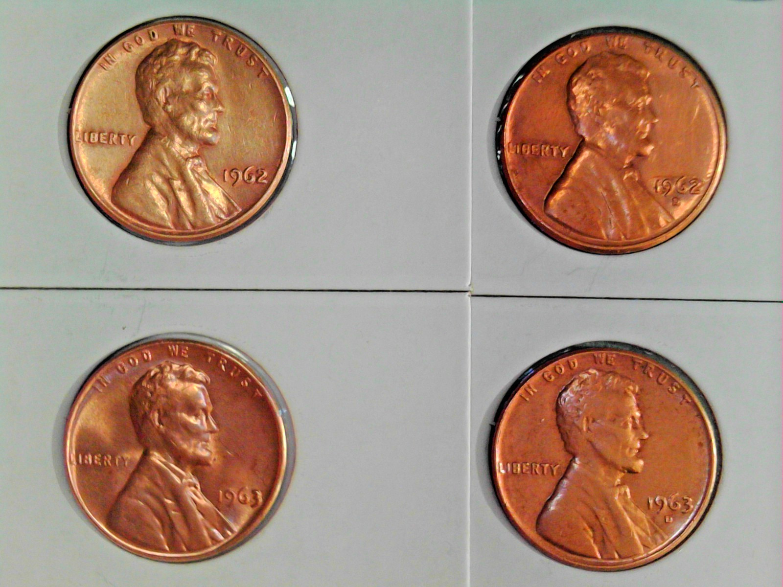 1962 & 63 P & D Lincoln Cent, Lot of 4